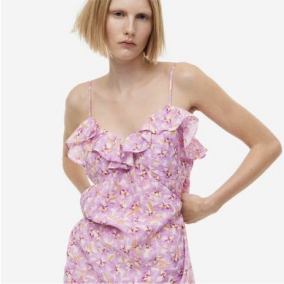 H&M Floral Flounced V-Neck Sleeveless Midi Dress Size XXL - Picture 3 of 7